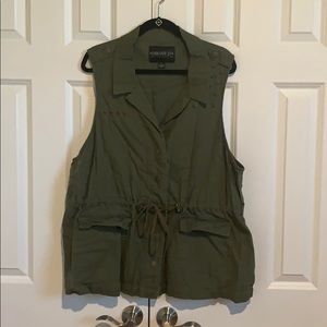 Forever21+ Studded Olive Military Vest